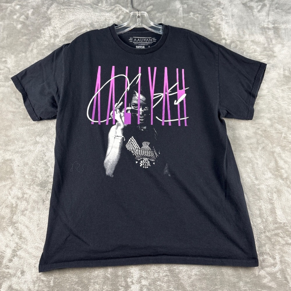 Ripple Junction T-Shirt Mens L Aaliyah Graphic Black Short Sleeve EUC
